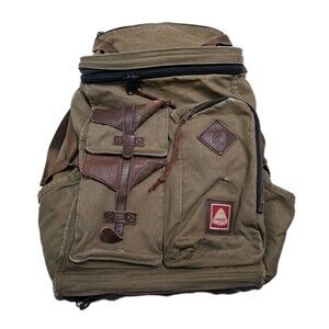 Jansport Skip Yowell Pleasanton Backpack Red Tag Distressed Bag Canvas Leather